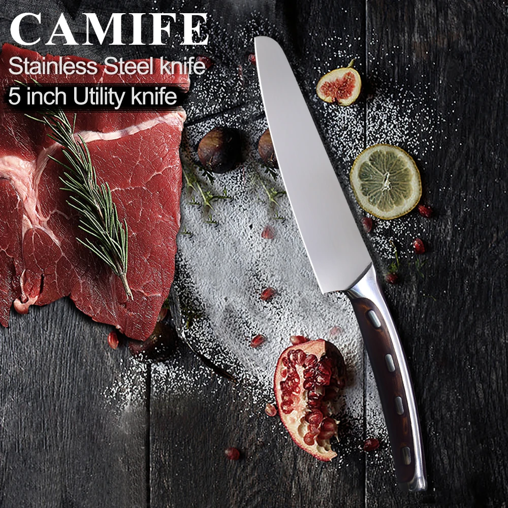 Cutlery Knife Very Sharp And Durable 4cr14mov Stainless Steel Kitchen Knife 5 inch Utility Resin Fibre Handle Knife Cutter Tools
Cutlery Knife Very Sharp And Durable 4cr14mov Stainless Steel Kitchen Knife 5 inch Utility Resin Fibre Handle Knife Cutter Tools