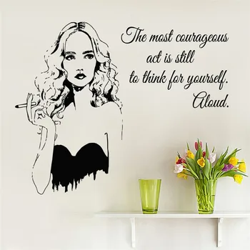 Quality Wall Sticker The Most Courageous Quotes With Woman Cigarette Smoking Vinyl Wall Mural Decals Livingroom Art Decor
Quality Wall Sticker The Most Courageous Quotes With Woman Cigarette Smoking Vinyl Wall Mural Decals Livingroom Art Decor