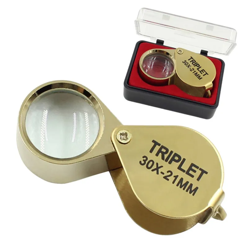 

2017 Portable 30X Power 21mm Jewelers Magnifier Gold Eye Loupe Jewelry Store Lowest Price Magnifying Glass with Exquisite Box