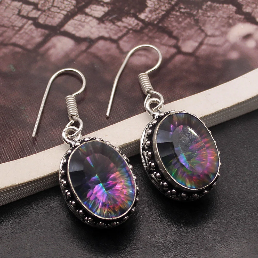 Delicate Vintage Rainbow Fire Mystic Topaz925 Sterling Silver Dangle Women Earrings AK160
Delicate Vintage Rainbow Fire Mystic Topaz925 Sterling Silver Dangle Women Earrings AK160