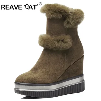 REAVE CAT Brand Fur Shoes woman High wedges Ankle boots Zipper Platform shoes Female Square toe Winter boots Snow shoes RL3561
REAVE CAT Brand Fur Shoes woman High wedges Ankle boots Zipper Platform shoes Female Square toe Winter boots Snow shoes RL3561