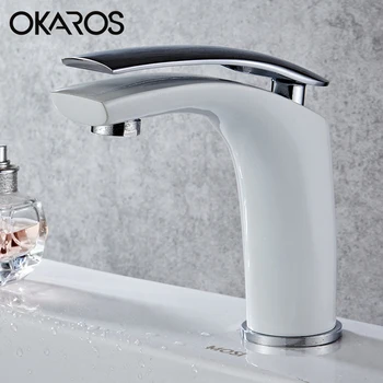 OKAROS Elegent Bathroom Basin Faucet Water Tap Colorful White Black Brass Single Handle Water Sink Tap Mixer
OKAROS Elegent Bathroom Basin Faucet Water Tap Colorful White Black Brass Single Handle Water Sink Tap Mixer