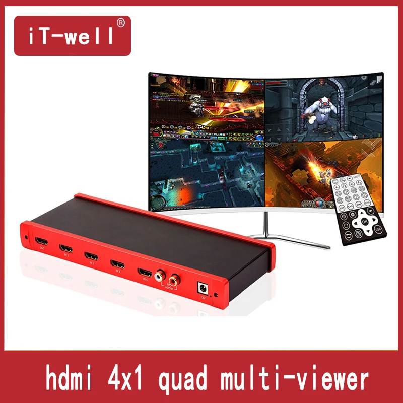 iT-well HDMI 4x1 quad multi-viewer HDMI Quad Screen Real Time Multiviewer with HDMI seamless Switcher 1080p HD IR HDMI Switch
iT-well HDMI 4x1 quad multi-viewer HDMI Quad Screen Real Time Multiviewer with HDMI seamless Switcher 1080p HD IR HDMI Switch