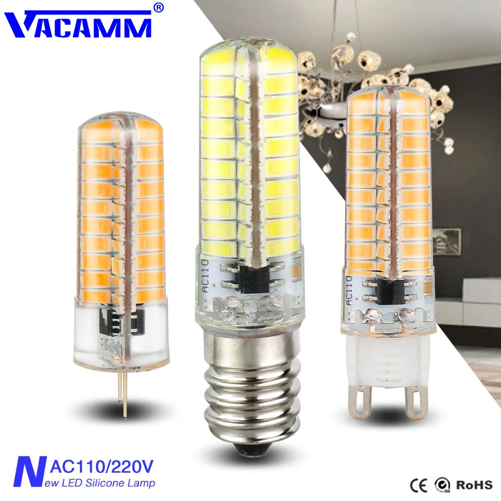 

SMD 5730 LED G9 G8 G4 E17 E14 E11 E12 Dimmable Silicone Light AC 220V 110V 80 Leds Corn Lamp Candle Bulb For Home Decoration