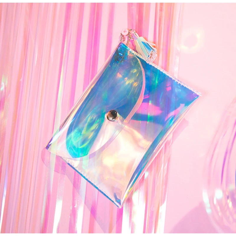 Bentoy Women Laser PVC Coin Purse Transparent Hasp Card Holder Lady Fashion Belt Short Wallet Small Travel Accessory Key Case
Bentoy Women Laser PVC Coin Purse Transparent Hasp Card Holder Lady Fashion Belt Short Wallet Small Travel Accessory Key Case