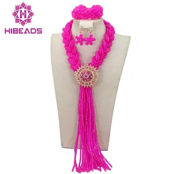 Charming Fuchsia Pink African Wedding Beads Jewelry Set Braid Crystal Beaded Statement Necklace Set Free Shipping WB391
Charming Fuchsia Pink African Wedding Beads Jewelry Set Braid Crystal Beaded Statement Necklace Set Free Shipping WB391
