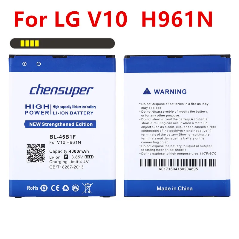 1PCS 4000mAh BL-45B1F Battery For LG V10 Battery H961N F600 H900 H901 VS990 H968 BL45B1F
1PCS 4000mAh BL-45B1F Battery For LG V10 Battery H961N F600 H900 H901 VS990 H968 BL45B1F