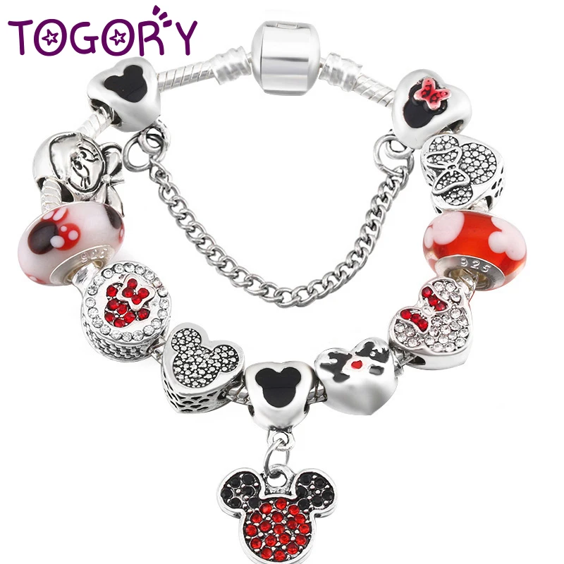 TOGORY Authentic Silver Color Mickey Charm Bracelet With Cartoon Minnie Beads Fine Bracelet For Women Boy & Girl Jewelry Gift
TOGORY Authentic Silver Color Mickey Charm Bracelet With Cartoon Minnie Beads Fine Bracelet For Women Boy & Girl Jewelry Gift