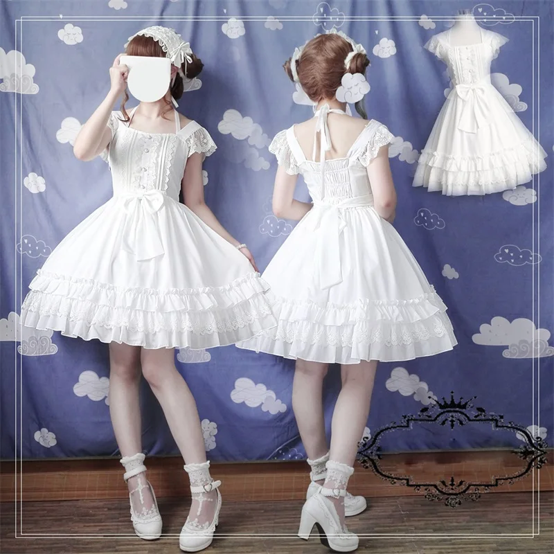 Japanese Sweet Lolita Vintage Lace Bow Princess JSK Dress Elegant Fairy Suspenders Dress Multilayer Flouncing Sleeveles Dresses
Japanese Sweet Lolita Vintage Lace Bow Princess JSK Dress Elegant Fairy Suspenders Dress Multilayer Flouncing Sleeveles Dresses