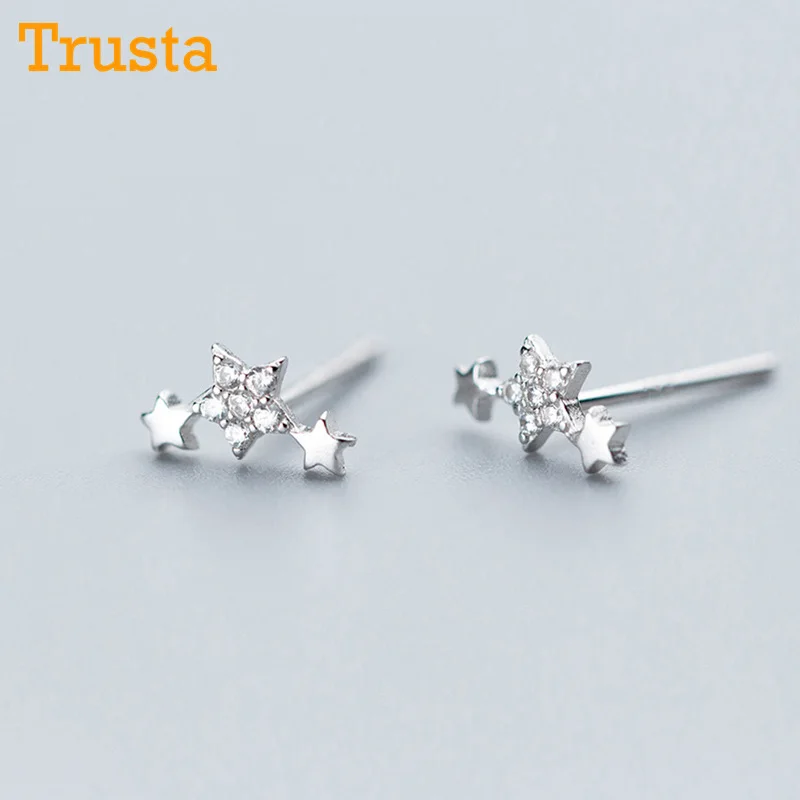 Trusta 100% 925 Solid Sterling Silver Women's Jewelry Fashion Cute Star CZ Stud Earrings Gift For School Girls Kids Lady DS891
Trusta 100% 925 Solid Sterling Silver Women's Jewelry Fashion Cute Star CZ Stud Earrings Gift For School Girls Kids Lady DS891