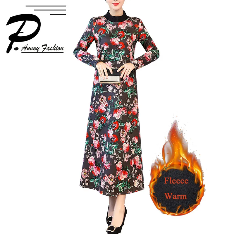 plus size M~4XL 2018 new women winter plus velvet thickening Turtleneck Long sleeve print party Ankle-Length straight dress
plus size M~4XL 2018 new women winter plus velvet thickening Turtleneck Long sleeve print party Ankle-Length straight dress