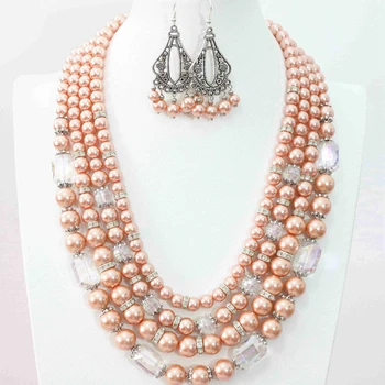 Orange shell simulated-pearl round beads earrings 4rows necklace romantic wholesale high grade jewelry set 18.5-23inch B996
Orange shell simulated-pearl round beads earrings 4rows necklace romantic wholesale high grade jewelry set 18.5-23inch B996