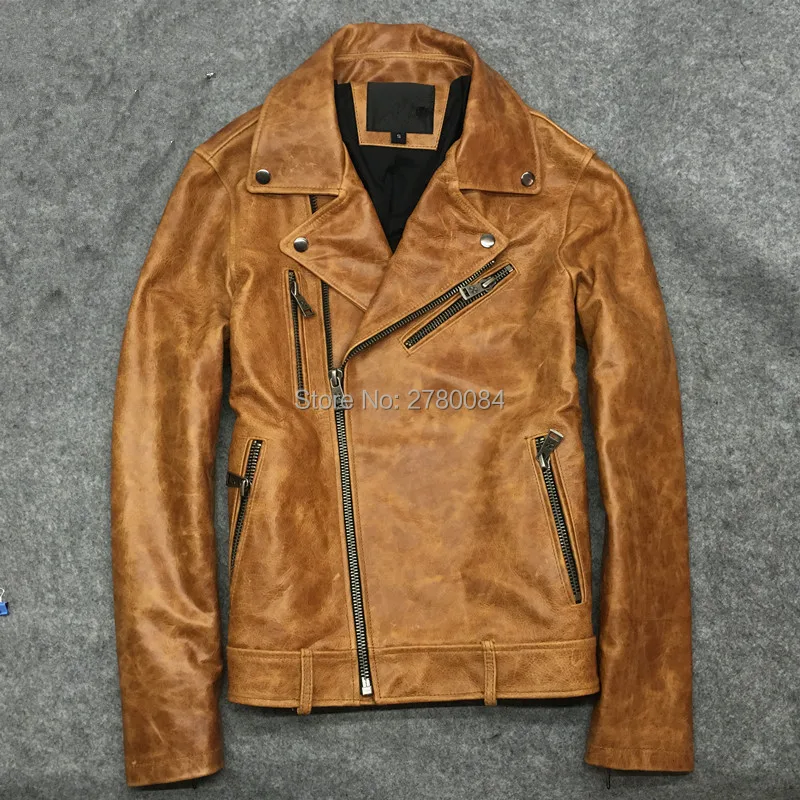 Factory genuine leather jacket for men slim short motorcycle cowskin coat real leather distress cowhide suit wax outwear
Factory genuine leather jacket for men slim short motorcycle cowskin coat real leather distress cowhide suit wax outwear