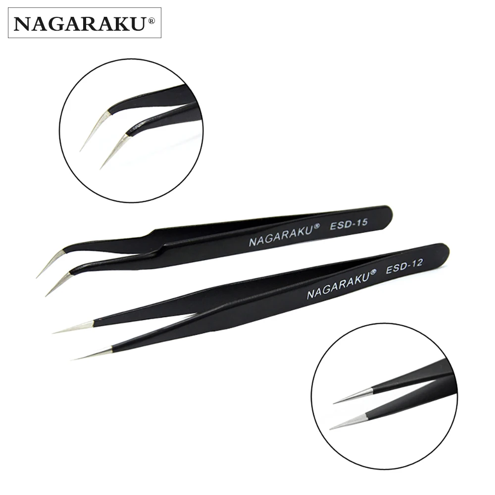 NAGARAKU Eyelash Extension Tweezers ESD Tweezers Professional Makeup Tools Straight and Curved Tips Sainless Steel Accurate
NAGARAKU Eyelash Extension Tweezers ESD Tweezers Professional Makeup Tools Straight and Curved Tips Sainless Steel Accurate