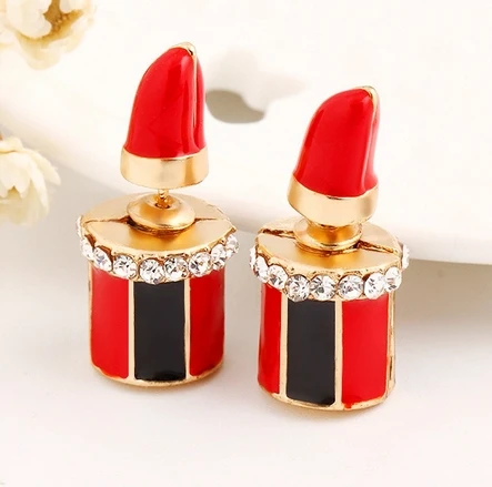 Фото 2015 Lipstick fashion earrings personality temperament rhinestone high-grade metal jewelry for women E419 | Украшения и