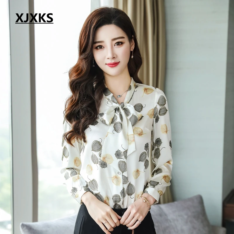 XJXKS Womens Blouses 2019 Summer New Chiffon Shirt Bow Tie Ladys Chiffon Blouse High Quality Comfortable Women Chiffon Shirts
XJXKS Womens Blouses 2019 Summer New Chiffon Shirt Bow Tie Ladys Chiffon Blouse High Quality Comfortable Women Chiffon Shirts