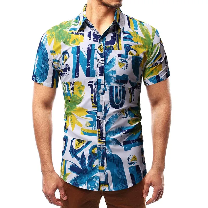 Palm Tree Print Short Sleeve Men Shirt Summer Casual Slim Fit Hawaiian Shirt Single Breasted Mens Dress Shirts Camisa Masculina
Palm Tree Print Short Sleeve Men Shirt Summer Casual Slim Fit Hawaiian Shirt Single Breasted Mens Dress Shirts Camisa Masculina