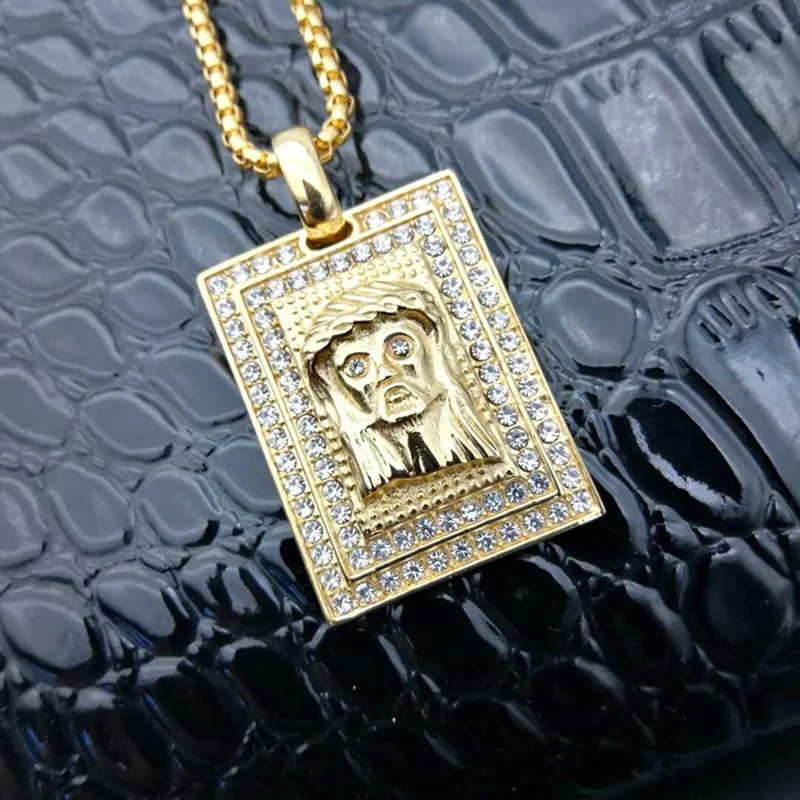 Hip Hop Rock Full Rhinestone Bling Ice Out Gold Color Stainless Steel Jesus Piece Square Pendant Necklace for Men Rapper Jewerly
Hip Hop Rock Full Rhinestone Bling Ice Out Gold Color Stainless Steel Jesus Piece Square Pendant Necklace for Men Rapper Jewerly