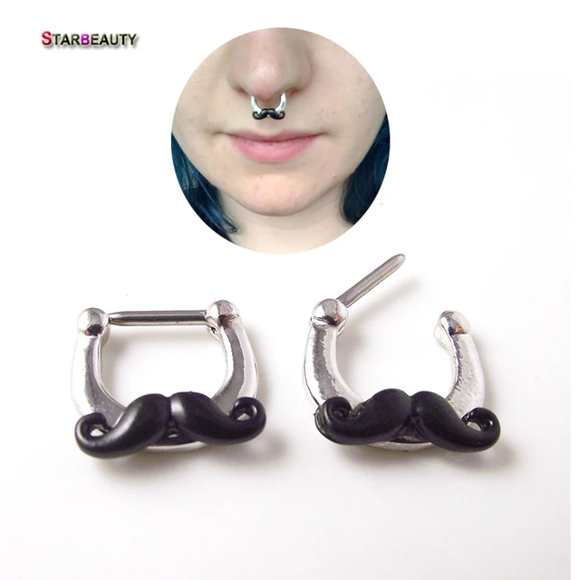 Aliexpress Buy Piece Unique Black Mustache Hoop Nose Ring Stud