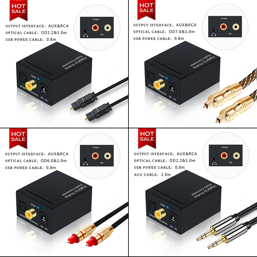 Digital to Analog Audio Converter Optical Cable Optical to RCA Audio Cable RCA Adapter Toslink To Analog RCA 3.5mm Jack 2.1CH
Digital to Analog Audio Converter Optical Cable Optical to RCA Audio Cable RCA Adapter Toslink To Analog RCA 3.5mm Jack 2.1CH