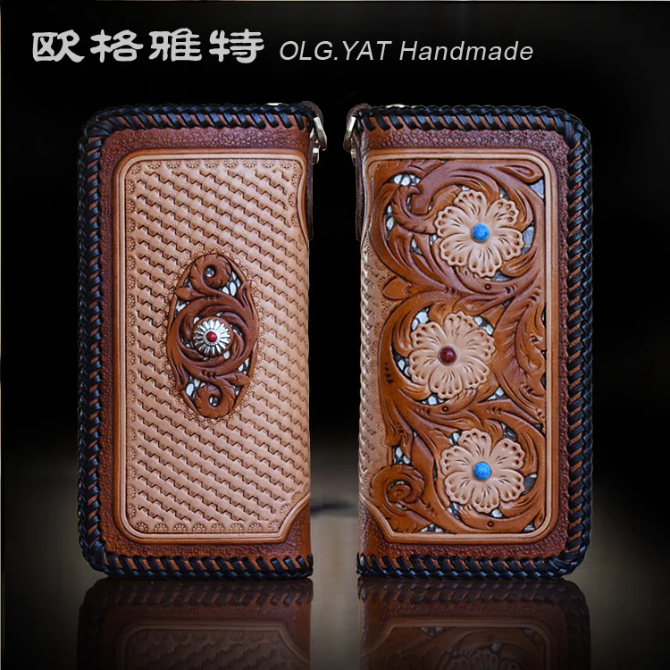 OLG.YAT handmade women wallets long zipper handbag womens purse retro bags Vegetable tanned leather wallet cowhide Pouches
OLG.YAT handmade women wallets long zipper handbag womens purse retro bags Vegetable tanned leather wallet cowhide Pouches