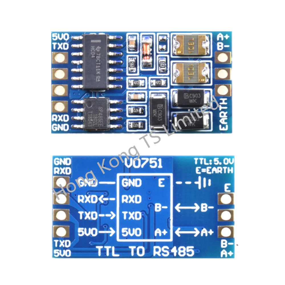 SN74HC04 + SP485 TTL to RS485 module Miniature full hole 485 to TTL level mutual conversion hardware automatic flow control
SN74HC04 + SP485 TTL to RS485 module Miniature full hole 485 to TTL level mutual conversion hardware automatic flow control