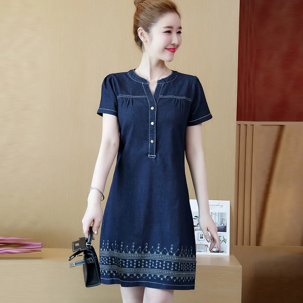 JAYCOSIN denim dress for women 2019 new summer casual jeans dress Loose Short sleeve Vintage denim dress plus size 5XL dropship
JAYCOSIN denim dress for women 2019 new summer casual jeans dress Loose Short sleeve Vintage denim dress plus size 5XL dropship