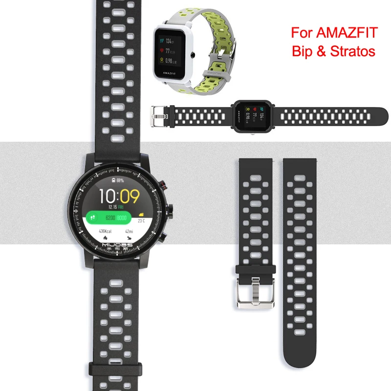 

20mm 22mm Smart Watch Strap Band Silicon Replacement Waterproof for Xiaomi Amazfit Bip Stratos 2 Smartwatch Men Women