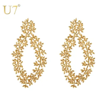 U7 Women Dangle Earrings Bohemian Hollow Drop Earring Charm Big Leaf Gold Vintage Fashion Jewelry Gifts for Mother's Day E1017
U7 Women Dangle Earrings Bohemian Hollow Drop Earring Charm Big Leaf Gold Vintage Fashion Jewelry Gifts for Mother's Day E1017