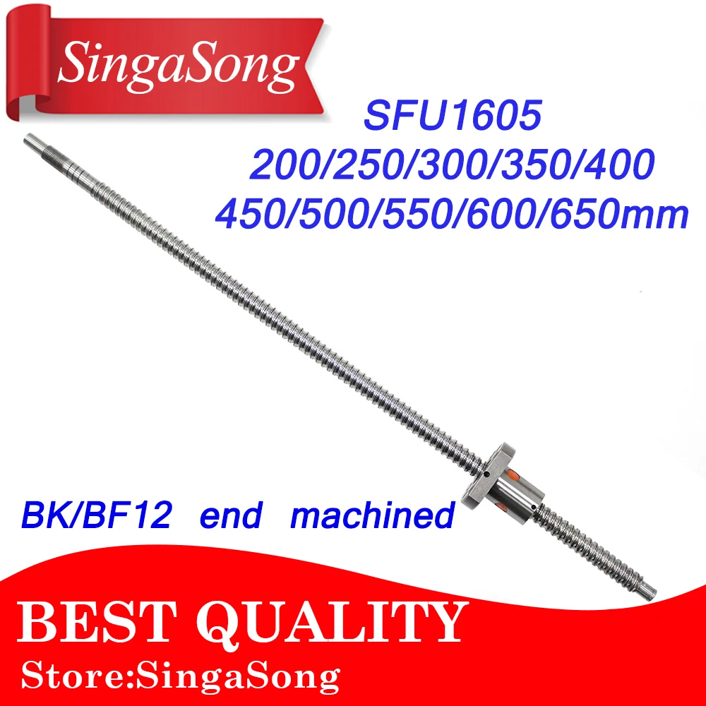 SFU1605 200 250 300 350 400 450 500 550 600 650 mm ball screw with flange single ball nut BK/BF12 end machined CNC parts
SFU1605 200 250 300 350 400 450 500 550 600 650 mm ball screw with flange single ball nut BK/BF12 end machined CNC parts