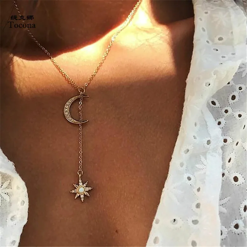 Tocona Bohemia Antique Gold Moon Star Pendant Necklaces Long Chain Chokers Necklace Collar for Women Jewelry Accessories 6733
Tocona Bohemia Antique Gold Moon Star Pendant Necklaces Long Chain Chokers Necklace Collar for Women Jewelry Accessories 6733