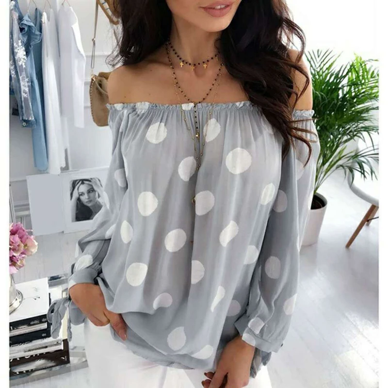 Autumn Polka Dot Shirt Blouse Women Long Sleeve Sexy Off Shoulder Top Loose All-match Women Shirts Blusas Plus Size 5XL WS9516M
Autumn Polka Dot Shirt Blouse Women Long Sleeve Sexy Off Shoulder Top Loose All-match Women Shirts Blusas Plus Size 5XL WS9516M
