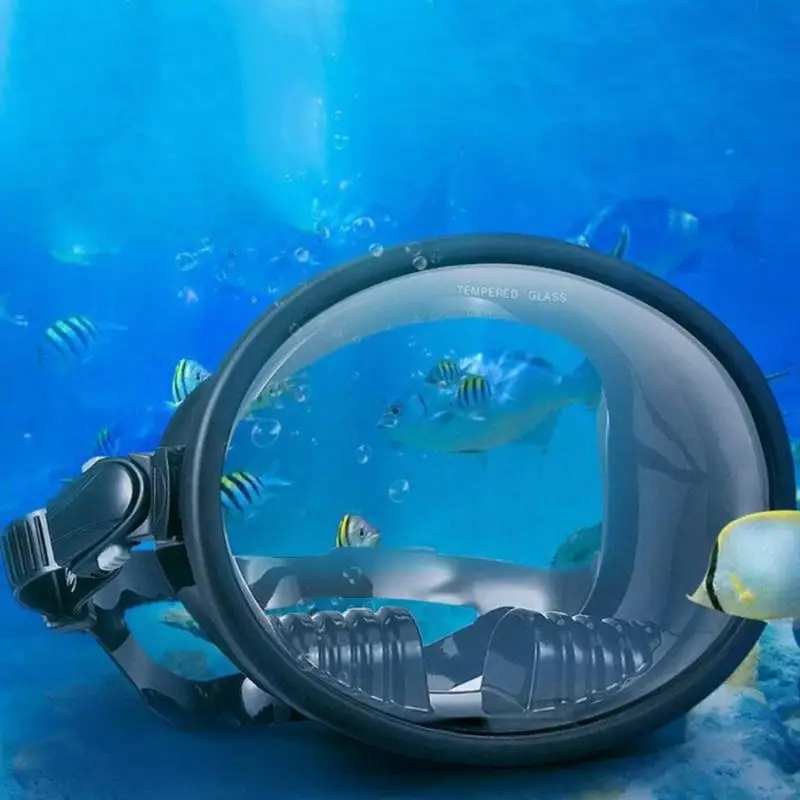 1 Pcs UV Protection Diving Full Face Mask Scuba Diving & Spearfishing Anti-Fog Goggles Glasses with Silicone Strap Adult Black
