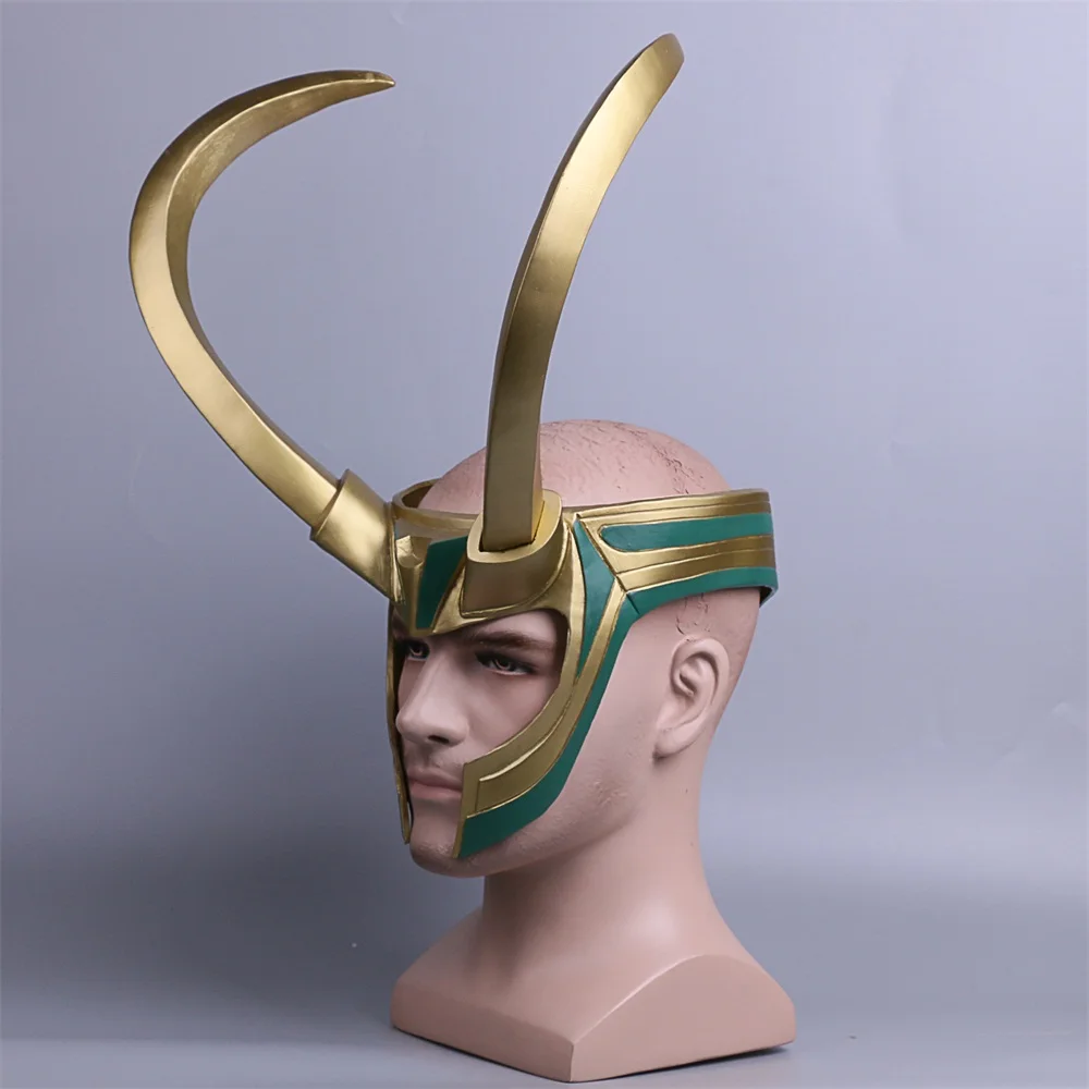 2017 Movie Thor 3 Ragnarok Loki Laufeyson PVC Cosplay Mask Helmet Halloween Prop (3)