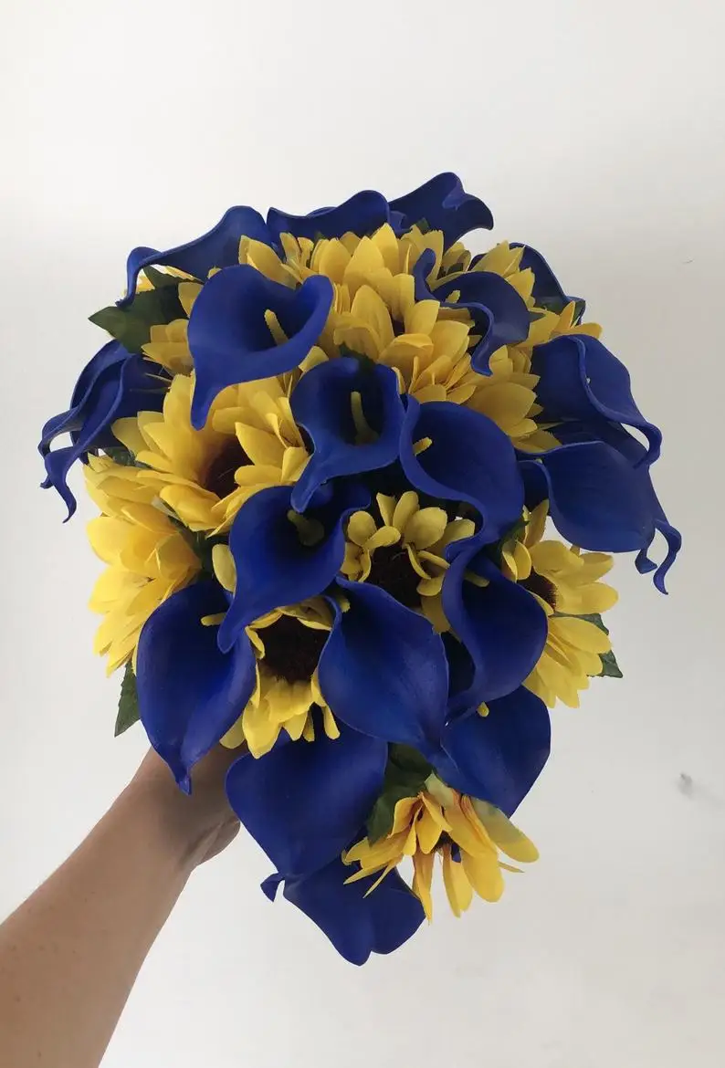Cascading Sunflower Bridal Bouquet, Sunflower Calla Lily Bouquet, Royal Blue Bouquet, Sunflower Bouquet, Blue Calla Lily
Cascading Sunflower Bridal Bouquet, Sunflower Calla Lily Bouquet, Royal Blue Bouquet, Sunflower Bouquet, Blue Calla Lily