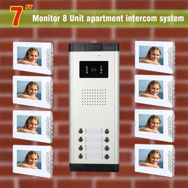 8 units apartment intercom system video doorbell for apartments door phone home visual | Безопасность и защита
