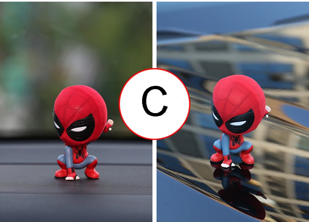 New Car Cartoon Spiderman Model Shake Head Toy Resin Ornament