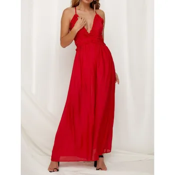 Sexy Women Backless Jumpsuit Elegant Spaghetti Straps Ruffled Jumpsuit Romper Sexy Club Female Deep V Neck Wide Leg Overalls
Sexy Women Backless Jumpsuit Elegant Spaghetti Straps Ruffled Jumpsuit Romper Sexy Club Female Deep V Neck Wide Leg Overalls