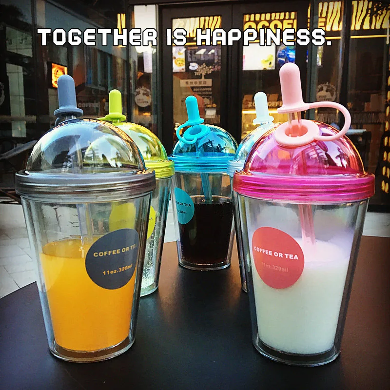 320 ml 11 OZ Double Layers Straw Cup Plastic Cup with Lid Cold Heat for Insulation Camping Tour Coffee Juice DEC416
320 ml 11 OZ Double Layers Straw Cup Plastic Cup with Lid Cold Heat for Insulation Camping Tour Coffee Juice DEC416