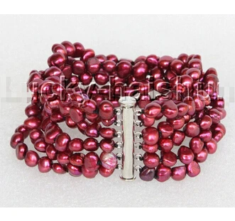 8" 8mm 6row Baroque wine red pearls bracelet magnet clasp j11128>Wholesale Lovely Women's Wedding Jewelry
8" 8mm 6row Baroque wine red pearls bracelet magnet clasp j11128>Wholesale Lovely Women's Wedding Jewelry
