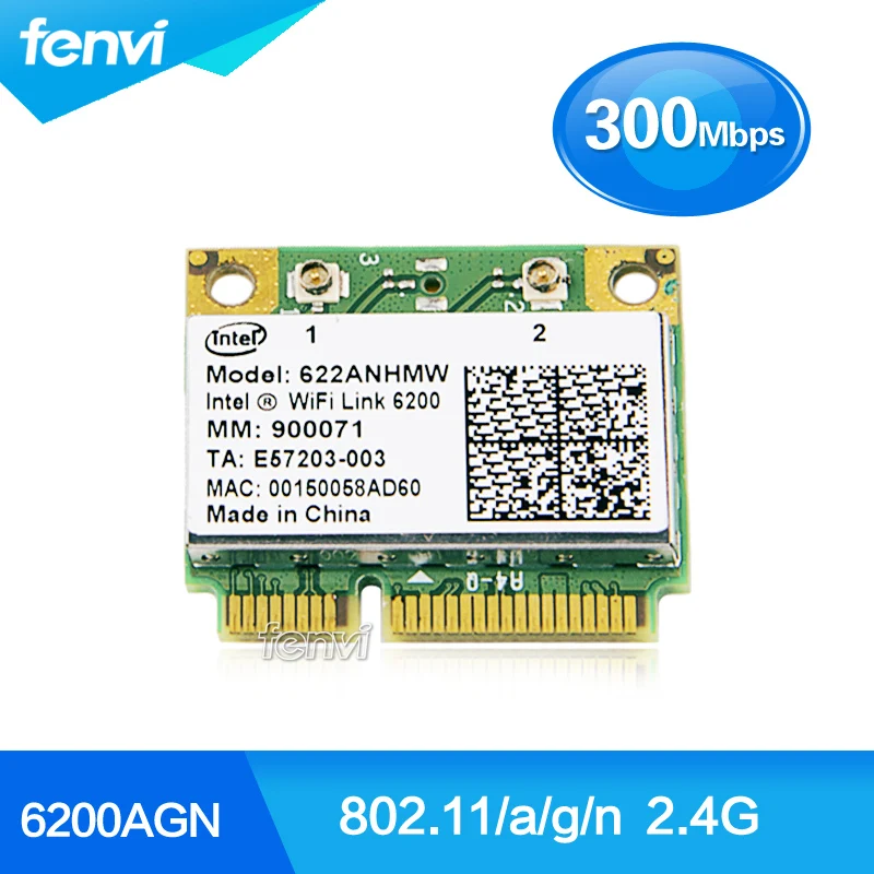 Dual Band 300 Мбит/с Wi-Fi сети WLAN Intel 6200 AGN 622 622anhmw беспроводной 802.11a/G/N Половина мини pci-e