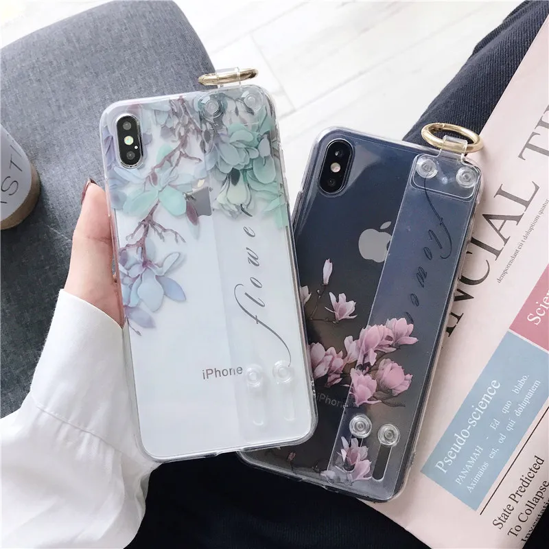 Flower Phone Case with Wrist Strap For iphone XS Max XR 8 7 6S 6 Plus Hand Band Luxury Stand Transparent Small floral back cover
Flower Phone Case with Wrist Strap For iphone XS Max XR 8 7 6S 6 Plus Hand Band Luxury Stand Transparent Small floral back cover