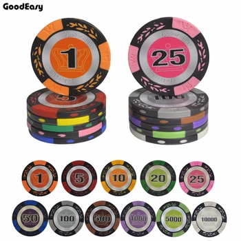 Crown Wheat Clay Poker Chips Set with Trim Sticker Casino Club Texas Hold'em Metal Coins Wholesale Price 5pcs/Lot 14g
Crown Wheat Clay Poker Chips Set with Trim Sticker Casino Club Texas Hold'em Metal Coins Wholesale Price 5pcs/Lot 14g