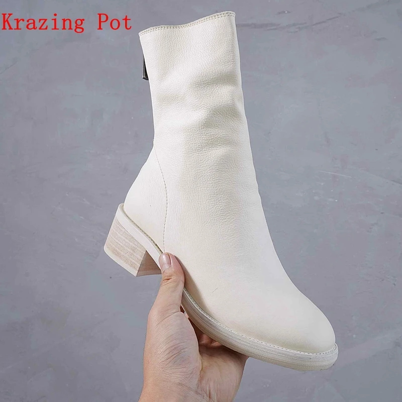Krazing Pot new full grain leather zipper fold decoration ankle boots high quality low heel European round toe Chelsea boots L52
Krazing Pot new full grain leather zipper fold decoration ankle boots high quality low heel European round toe Chelsea boots L52