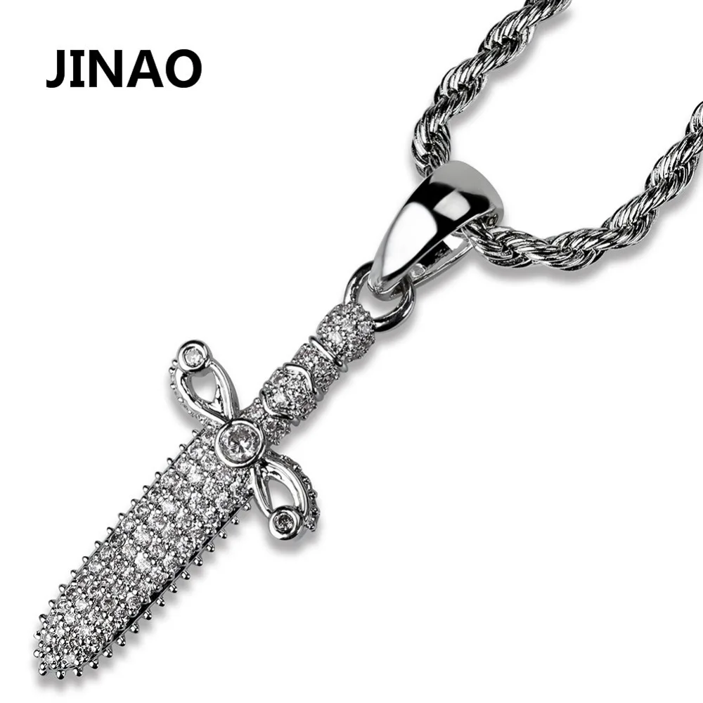 JINAO Hip Hop New Fashion Gold/Silver Color Plated Sword Pendant Necklace Iced Out CZ Stone with Rope Chians Bling Party Jewelry
JINAO Hip Hop New Fashion Gold/Silver Color Plated Sword Pendant Necklace Iced Out CZ Stone with Rope Chians Bling Party Jewelry
