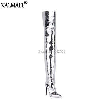KALMALL Kim Kardashian Celebrity Runway Shoes Woman Stiletto Heels Pointed Toe Botas Gold Silver Mirror Leather Thigh High Boots
KALMALL Kim Kardashian Celebrity Runway Shoes Woman Stiletto Heels Pointed Toe Botas Gold Silver Mirror Leather Thigh High Boots