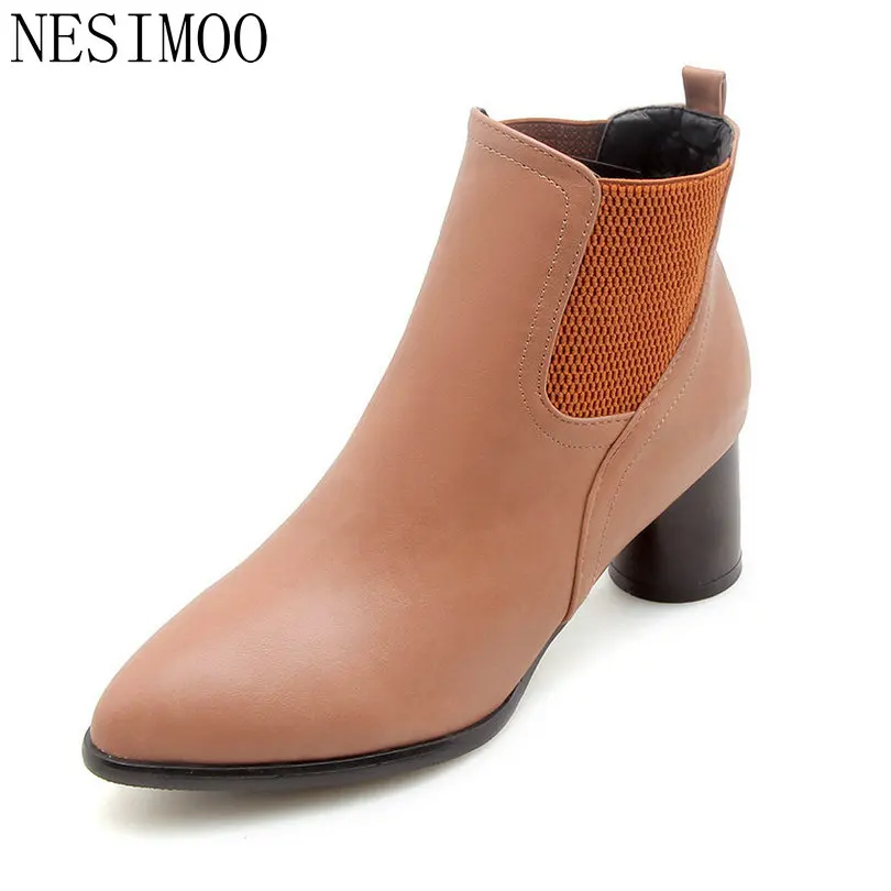 NESIMOO 2019 Women Shoes Ankle Boots Square High Heel PU Leather+PU Pointed Toe Black Slip On Ladies Motorcycle Shoes Size 34-43
NESIMOO 2019 Women Shoes Ankle Boots Square High Heel PU Leather+PU Pointed Toe Black Slip On Ladies Motorcycle Shoes Size 34-43