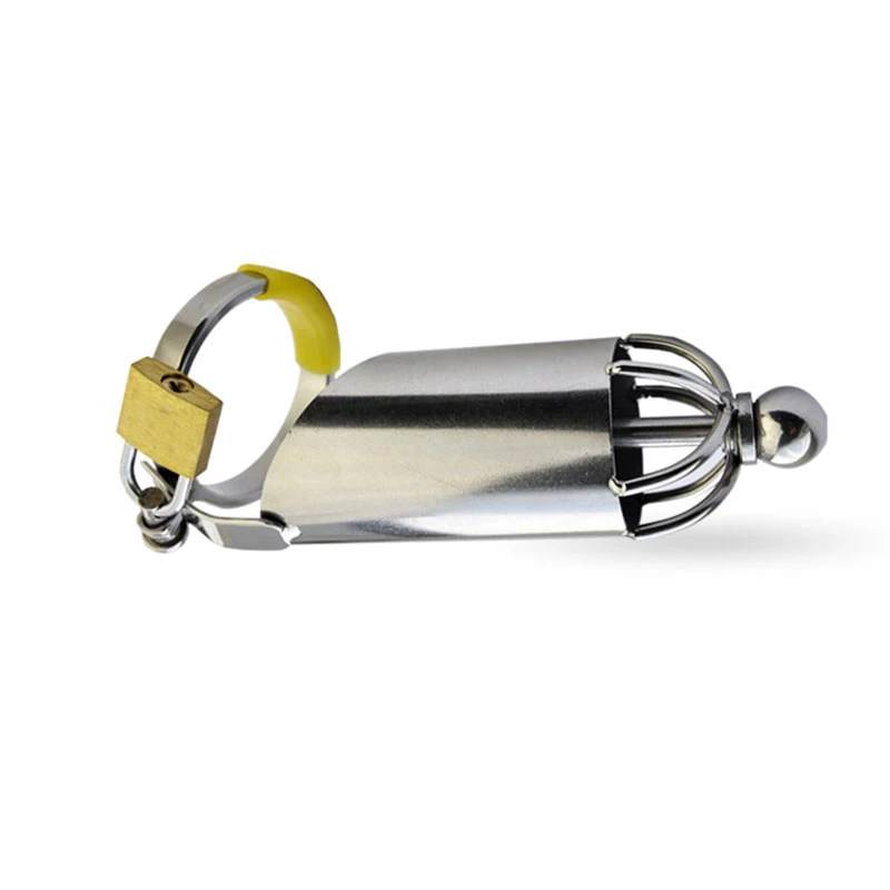Male Penis Cock Cage With Urethral Catheter Stainless Steel Chastity Lock Delayed Ejaculation Penis Cock Rings Sex Toys For Men