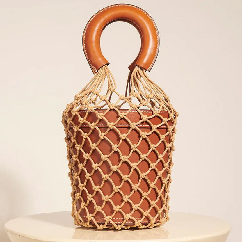 Women Net Bag Luxury Designer Bucket Handbags Fashion Hollow Out Leather Tote Summer Travel Beach Bag Female Hand Top-handle Bag
Women Net Bag Luxury Designer Bucket Handbags Fashion Hollow Out Leather Tote Summer Travel Beach Bag Female Hand Top-handle Bag