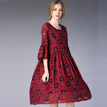 2018 Summer Women elegant loose empire lace dress flare sleeves beautiful party dress casual vestidos plus size tunics XL-XXXXL
2018 Summer Women elegant loose empire lace dress flare sleeves beautiful party dress casual vestidos plus size tunics XL-XXXXL